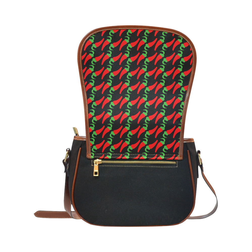 Red Hot Chilli Pepper Pattern Saddle Bag/Small (Model 1649)(Flap Customization)
