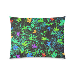 maple leaf in pink blue green yellow orange with green creepers plants background Custom Picture Pillow Case 20"x26" (one side)