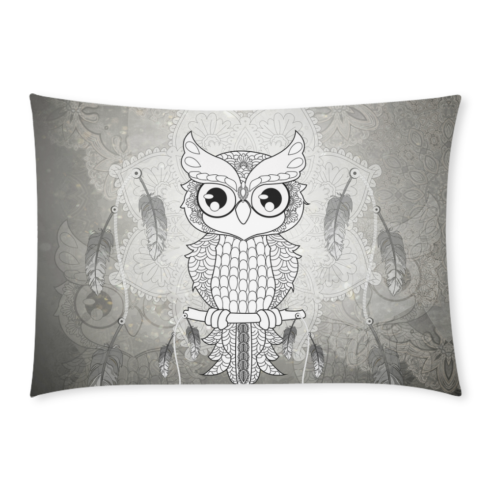 Cute owl, mandala design Custom Rectangle Pillow Case 20x30 (One Side)