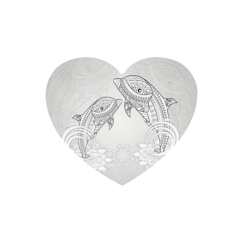 Funny dolphin, mandala design Heart-shaped Mousepad