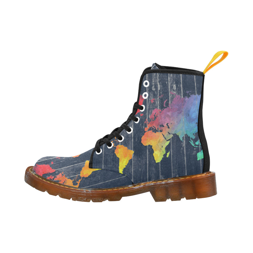 world map Custom Canvas Boots For Women Model 1203H