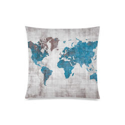 world map Custom Zippered Pillow Case 20"x20"(Twin Sides)