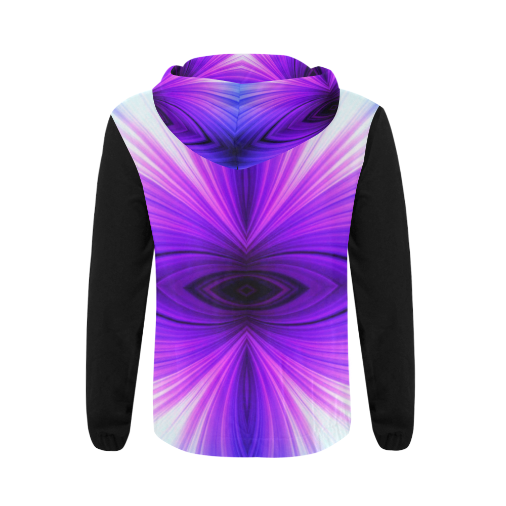 60s Psychedelic purple and blue mens hoodies All Over Print Full Zip Hoodie for Men (Model H14)