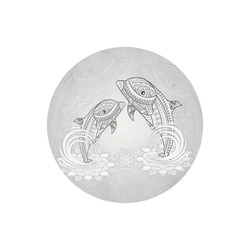 Funny dolphin, mandala design Round Mousepad