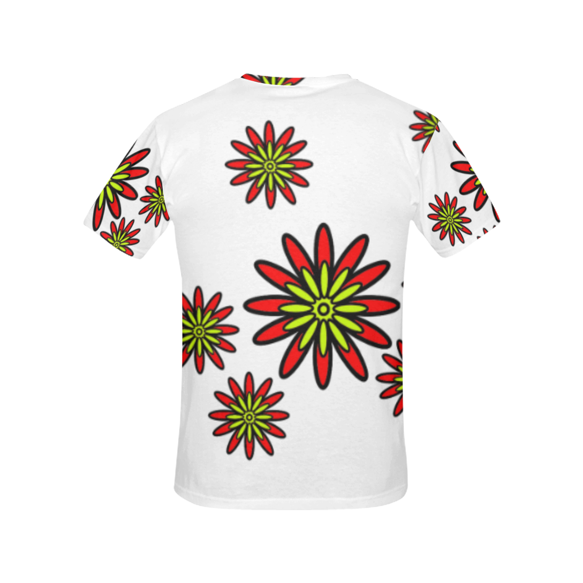 Red Flowers All Over Print T-Shirt for Women (USA Size) (Model T40)