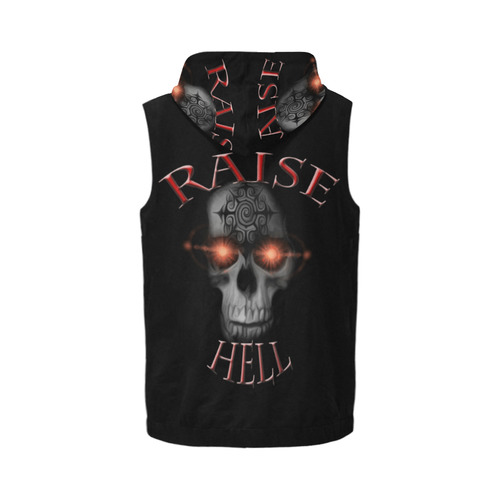 Raise Hell Skull All Over Print Sleeveless Zip Up Hoodie for Men (Model H16)