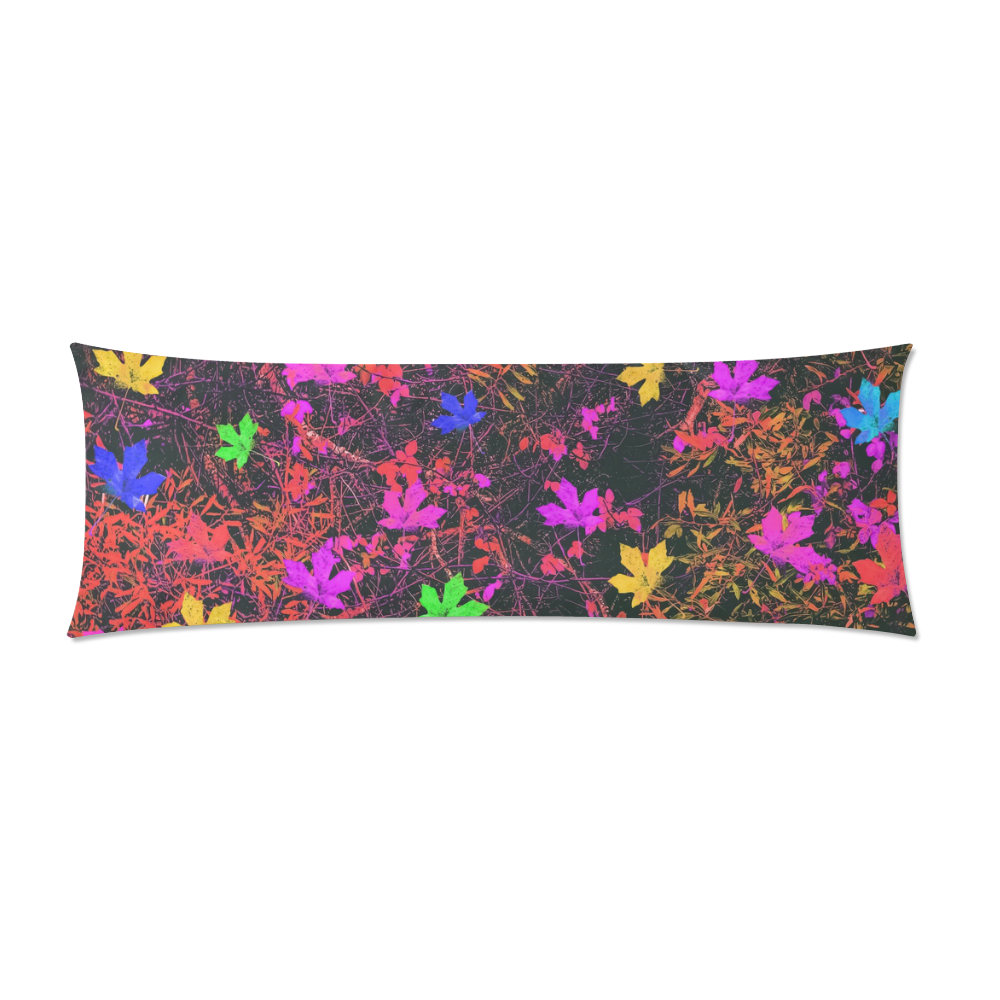 maple leaf in yellow green pink blue red with red and orange creepers plants background Custom Zippered Pillow Case 21"x60"(Two Sides)