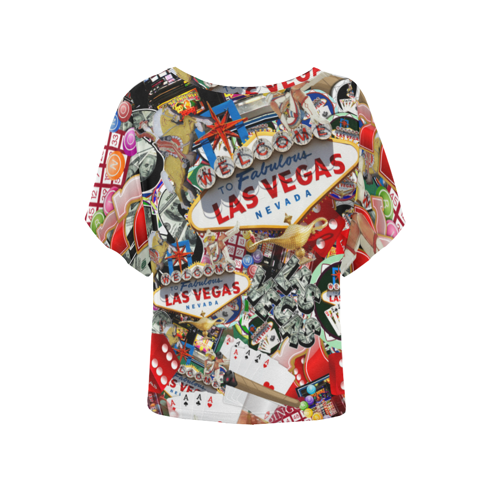 Las Vegas Icons - Gamblers Delight Women's Batwing-Sleeved Blouse T shirt (Model T44)