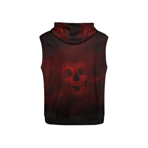 Red Skull All Over Print Sleeveless Hoodie for Kid (Model H15)