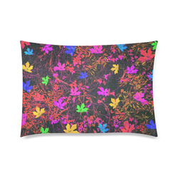 maple leaf in yellow green pink blue red with red and orange creepers plants background Custom Zippered Pillow Case 20"x30" (one side)