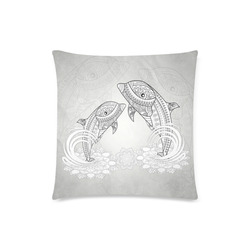 Funny dolphin, mandala design Custom Zippered Pillow Case 18"x18"(Twin Sides)