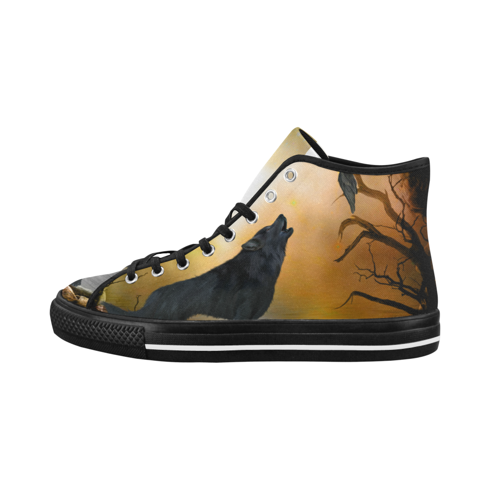 Lonely wolf in the night Vancouver H Men's Canvas Shoes/Large (1013-1)