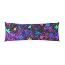 maple leaf in pink blue green yellow purple with pink and purple creepers plants background Custom Zippered Pillow Case 21"x60"(Two Sides)