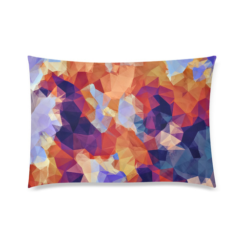 psychedelic geometric polygon pattern abstract in orange brown blue purple Custom Zippered Pillow Case 20"x30" (one side)