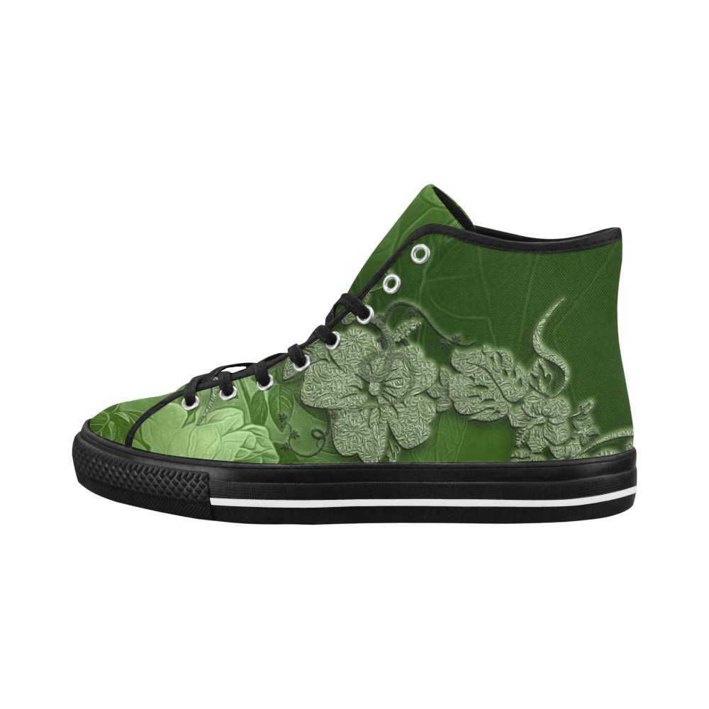 Wonderful green floral design Vancouver H Men's Canvas Shoes/Large (1013-1)