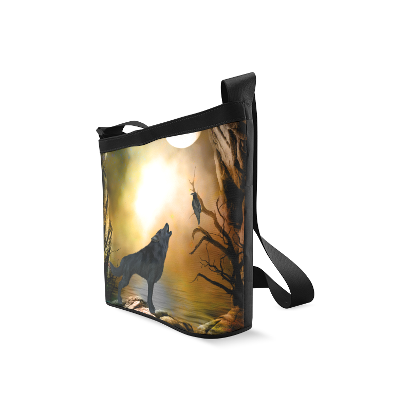 Lonely wolf in the night Crossbody Bags (Model 1613)