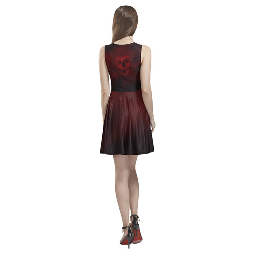 Red Skull Thea Sleeveless Skater Dress(Model D19)