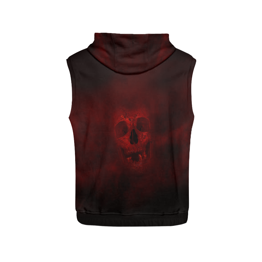 Red Skull All Over Print Sleeveless Hoodie for Men (Model H15)