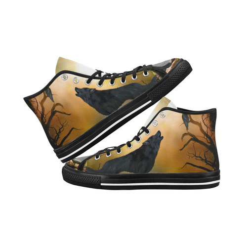 Lonely wolf in the night Vancouver H Men's Canvas Shoes/Large (1013-1)