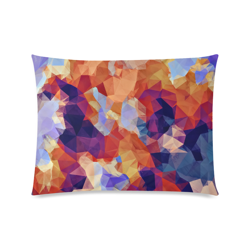 psychedelic geometric polygon pattern abstract in orange brown blue purple Custom Picture Pillow Case 20"x26" (one side)