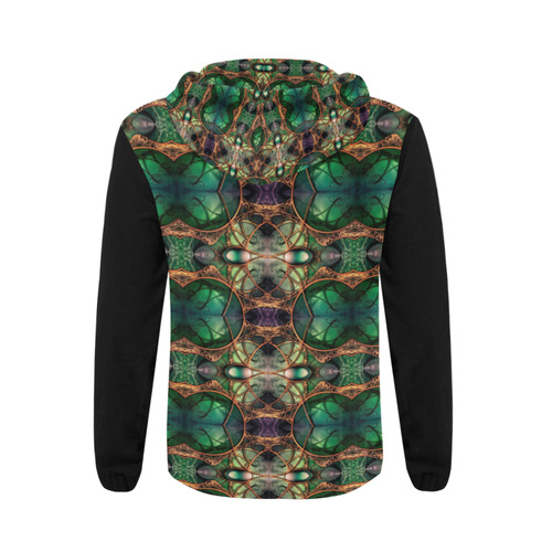 fractal ocean green mens hoodies All Over Print Full Zip Hoodie for Men (Model H14)
