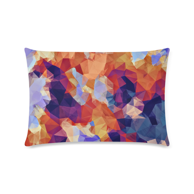 psychedelic geometric polygon pattern abstract in orange brown blue purple Custom Rectangle Pillow Case 16"x24" (one side)
