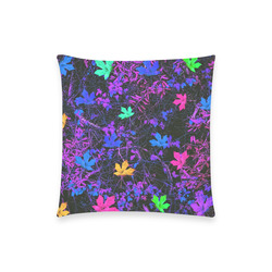 maple leaf in pink blue green yellow purple with pink and purple creepers plants background Custom  Pillow Case 18"x18" (one side) No Zipper