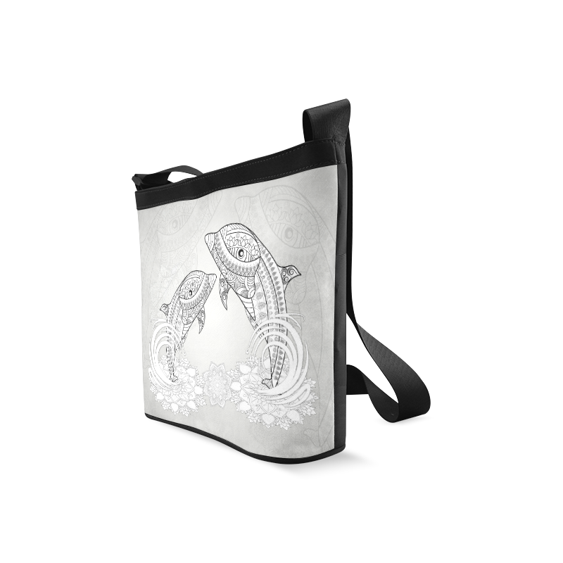 Funny dolphin, mandala design Crossbody Bags (Model 1613)
