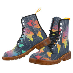 world map Custom Canvas Boots For Women Model 1203H