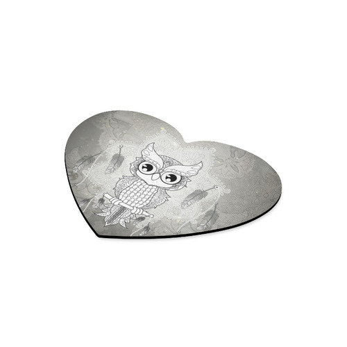 Cute owl, mandala design Heart-shaped Mousepad