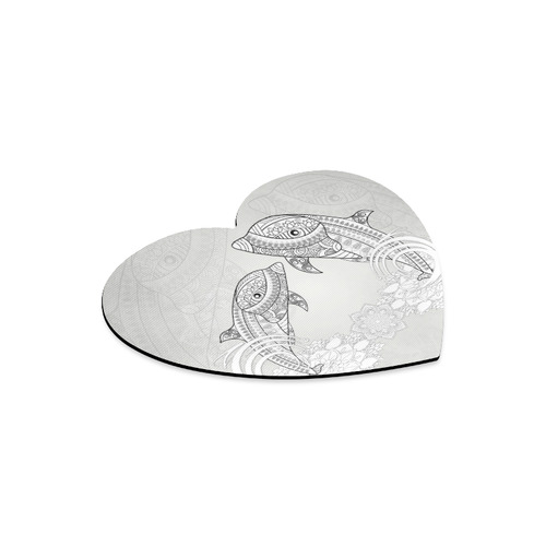 Funny dolphin, mandala design Heart-shaped Mousepad