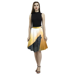 Lonely wolf in the night Melete Pleated Midi Skirt (Model D15)