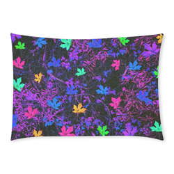 maple leaf in pink blue green yellow purple with pink and purple creepers plants background Custom Rectangle Pillow Case 20x30 (One Side)