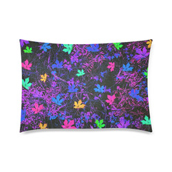 maple leaf in pink blue green yellow purple with pink and purple creepers plants background Custom Zippered Pillow Case 20"x30" (one side)