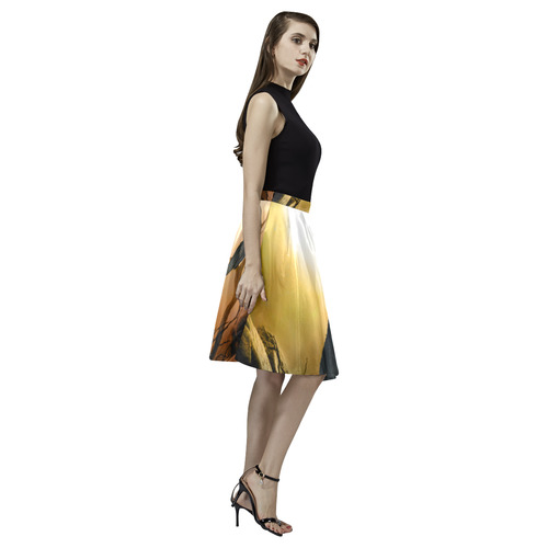Lonely wolf in the night Melete Pleated Midi Skirt (Model D15)