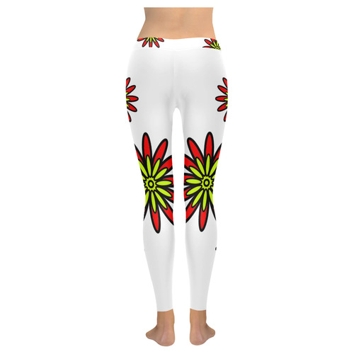Red Flowers Women's Low Rise Leggings (Invisible Stitch) (Model L05)