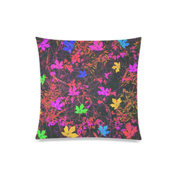 maple leaf in yellow green pink blue red with red and orange creepers plants background Custom Zippered Pillow Case 20"x20"(One Side)