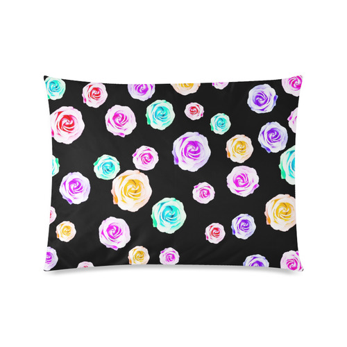 colorful roses in pink purple green yellow with black background Custom Picture Pillow Case 20"x26" (one side)