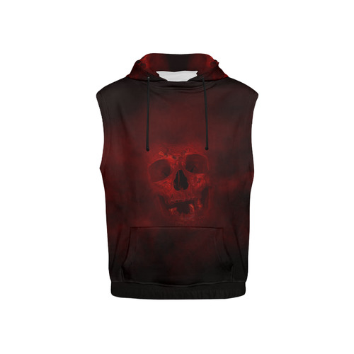 Red Skull All Over Print Sleeveless Hoodie for Kid (Model H15)