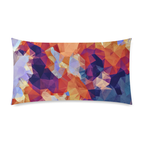 psychedelic geometric polygon pattern abstract in orange brown blue purple Custom Rectangle Pillow Case 20"x36" (one side)