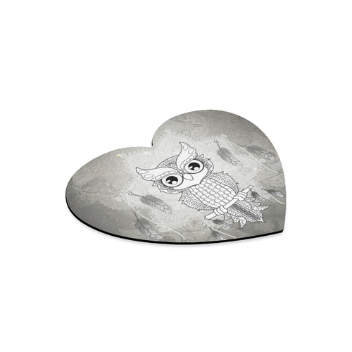 Cute owl, mandala design Heart-shaped Mousepad