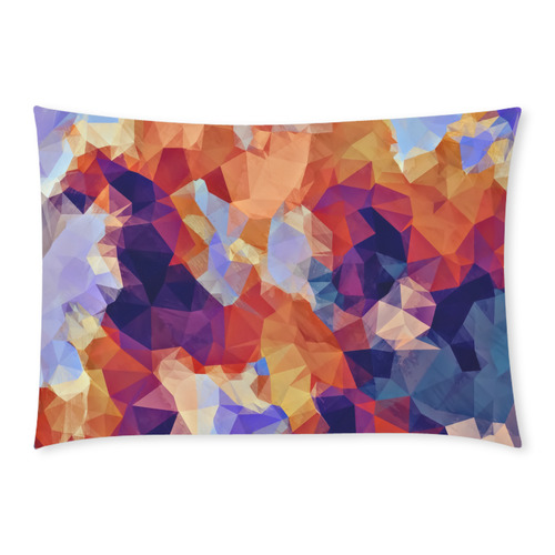 psychedelic geometric polygon pattern abstract in orange brown blue purple Custom Rectangle Pillow Case 20x30 (One Side)