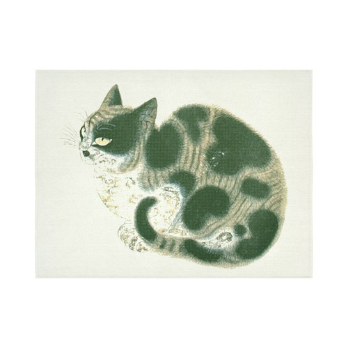 Tabby Cat Vintage Chinese Painting Cotton Linen Wall Tapestry 80"x 60"