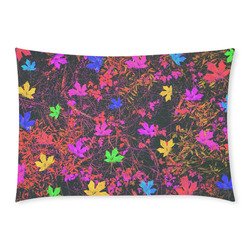 maple leaf in yellow green pink blue red with red and orange creepers plants background Custom Rectangle Pillow Case 20x30 (One Side)