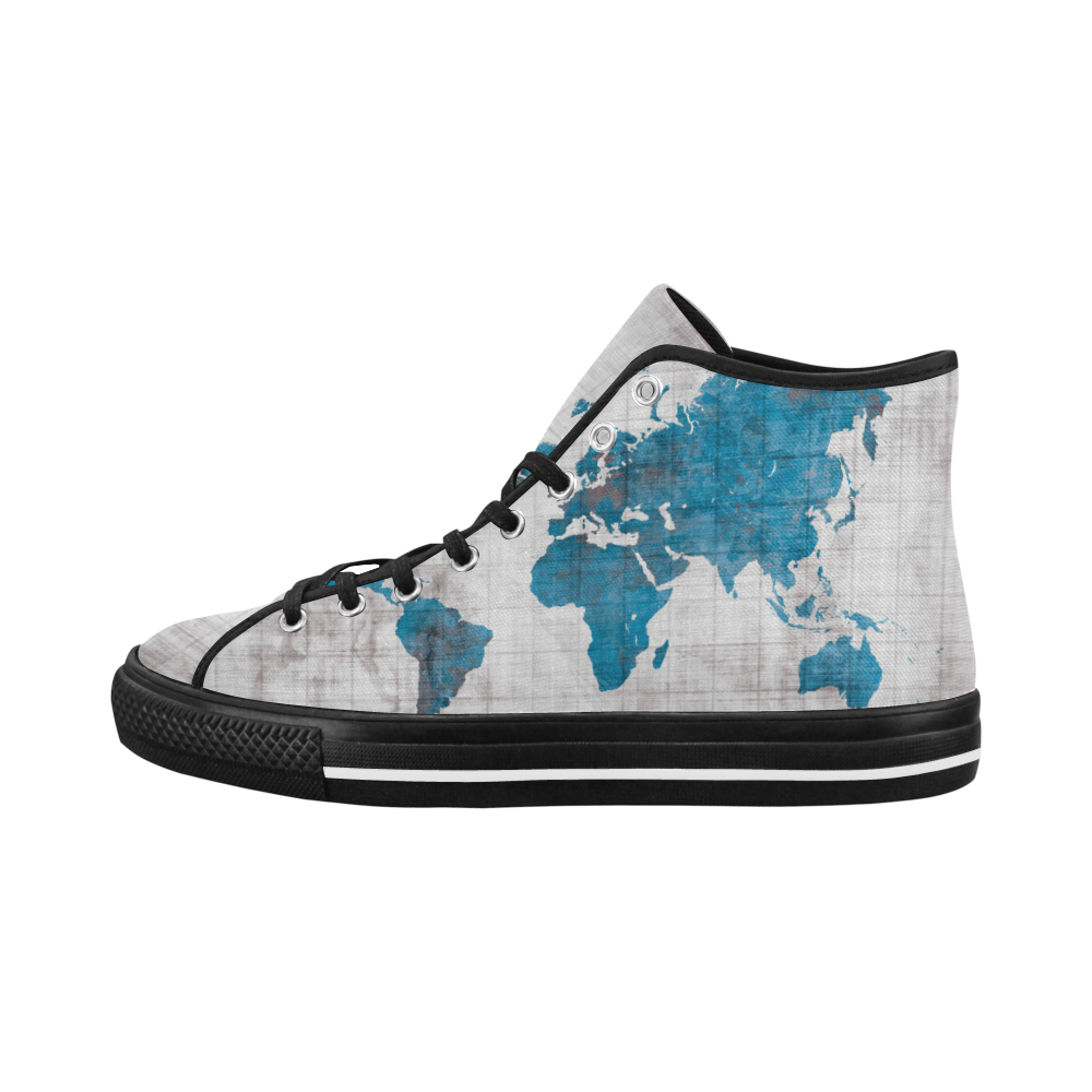 world map Vancouver H Women's Canvas Shoes (1013-1)