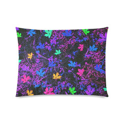 maple leaf in pink blue green yellow purple with pink and purple creepers plants background Custom Picture Pillow Case 20"x26" (one side)