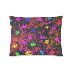maple leaf in yellow green pink blue red with red and orange creepers plants background Custom Picture Pillow Case 20"x26" (one side)