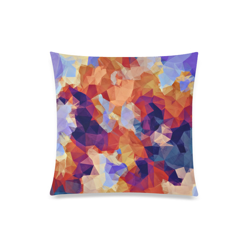 psychedelic geometric polygon pattern abstract in orange brown blue purple Custom Zippered Pillow Case 20"x20"(One Side)