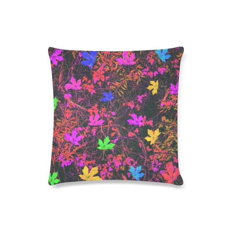 maple leaf in yellow green pink blue red with red and orange creepers plants background Custom Zippered Pillow Case 16"x16"(Twin Sides)