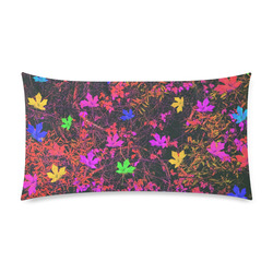 maple leaf in yellow green pink blue red with red and orange creepers plants background Custom Rectangle Pillow Case 20"x36" (one side)